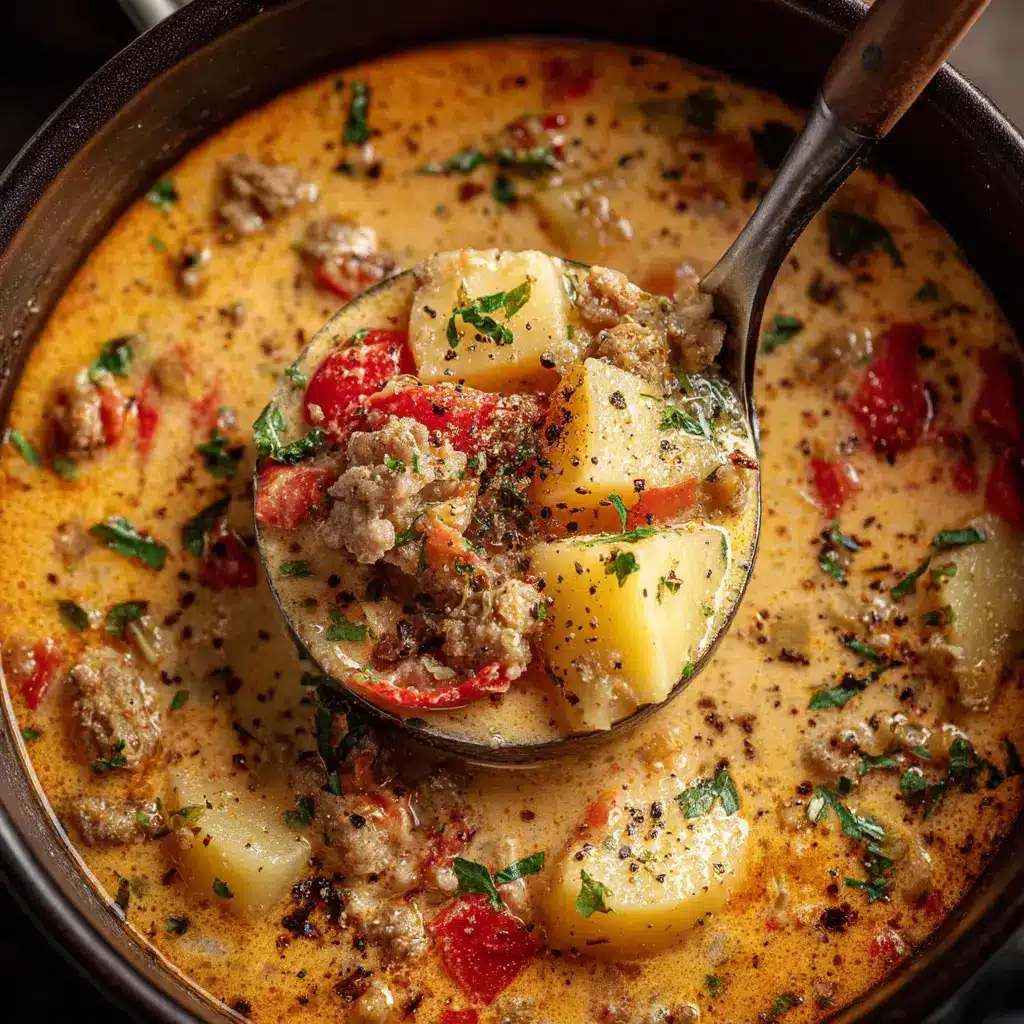Creamy Tuscan Sausage and Potato Soup 2 Ingredients for Tuscan Sausage and Potato Soup including Yukon gold potatoes, Italian sausage, cream, fresh herbs, and tomatoes.