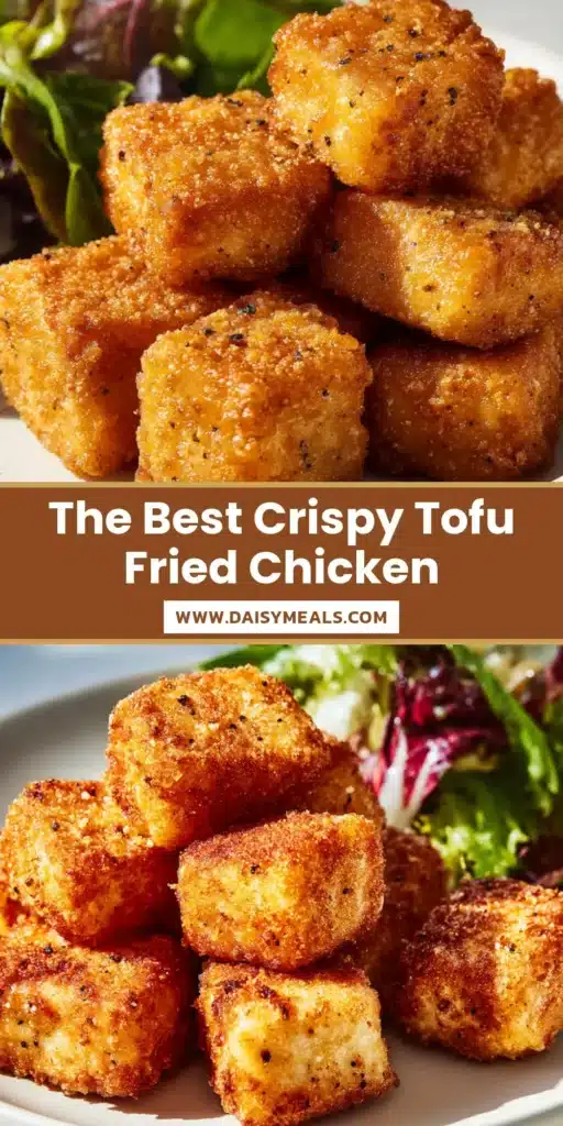 A close up of crispy tofu fried chicken nuggets on an off-white plate, served with a radicchio salad.