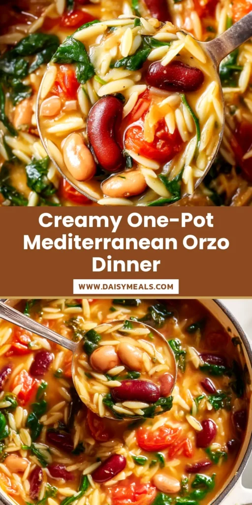 A large white bowl filled with delicious Mediterranean Orzo salad, garnished with fresh herbs and feta cheese. The perfect quick and zesty pasta salad recipe.