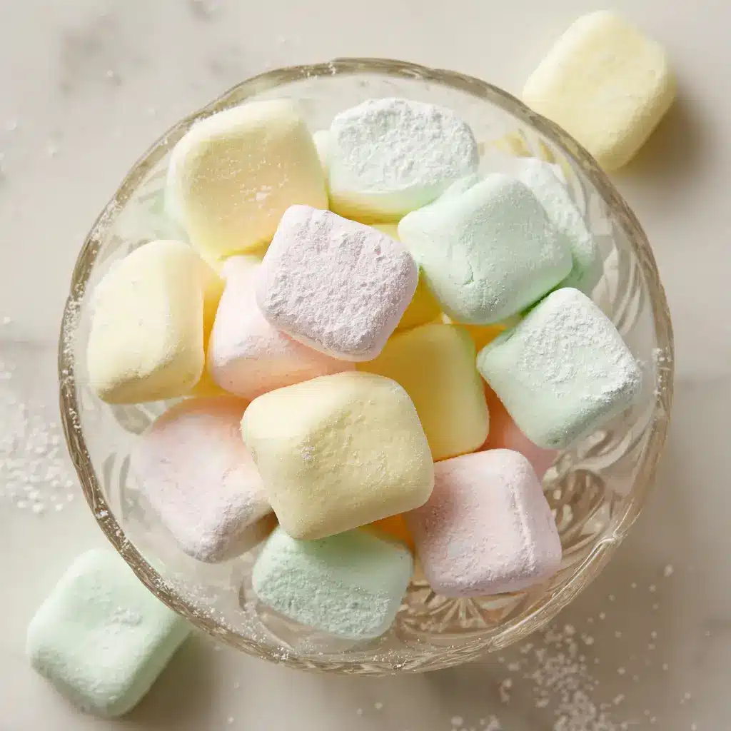 A detailed shot showing the soft, rounded edges and slightly powdery matte texture of homemade butter mints.