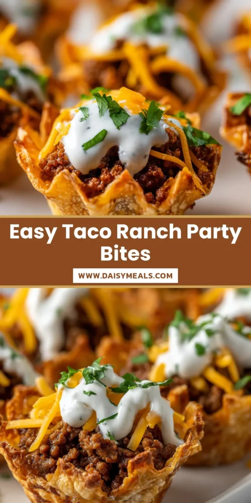 A stack of Taco Ranch Bites on a white platter, showing the crispy golden tortilla edges and the thick white ranch drizzle.
