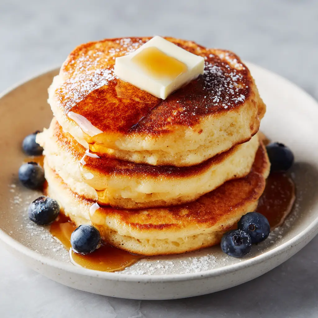 Keto Coconut Flour Pancakes: The Ultimate Fluffy Low-Carb Breakfast Guide 1 Overhead shot of Keto Coconut Flour Pancakes on a matte white ceramic plate with a square pat of butter.