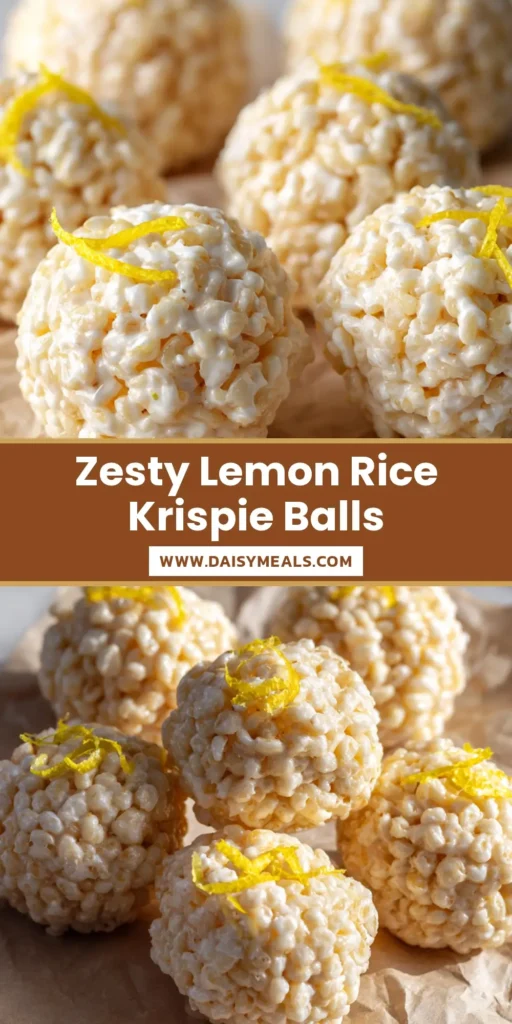 Spherical Lemon Rice Krispie Treats garnished with yellow lemon zest on crumpled parchment paper over a marble countertop.