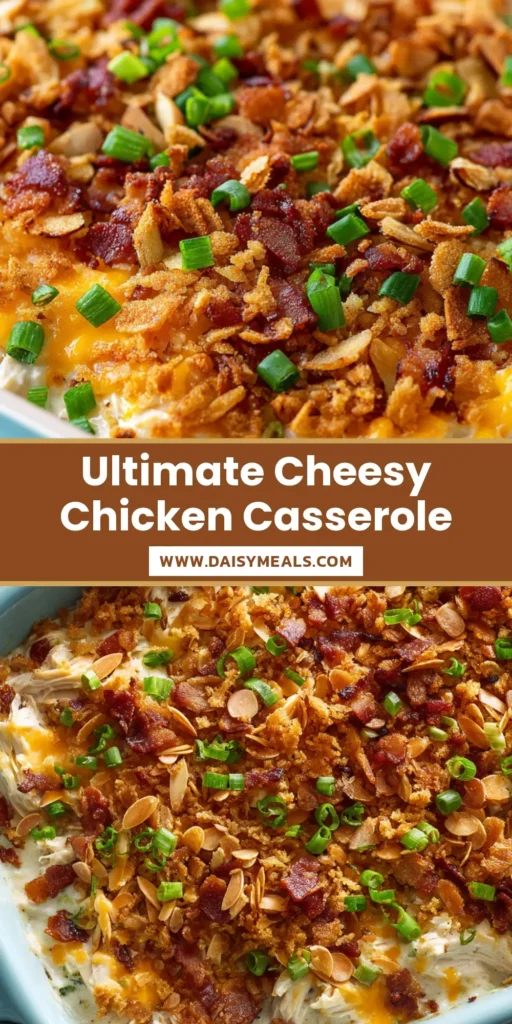 A handheld smartphone photo of a Neiman Marcus Chicken Casserole in a blue dish with a golden almond and bacon topping.