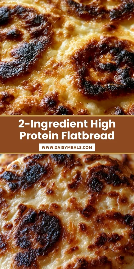 A close-up shot of a thick, soft Cottage Cheese Flatbread with dark charred spots and rustic edges on a gray plate.