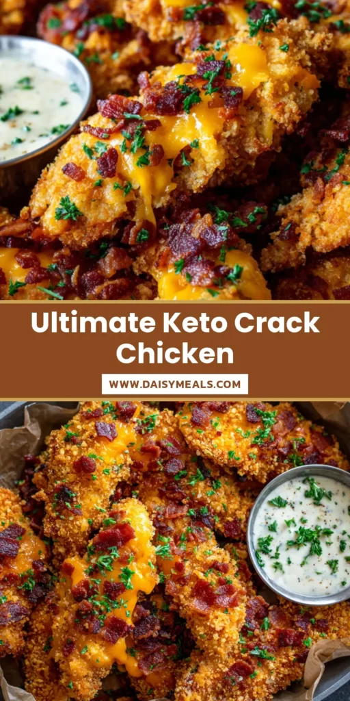 A pile of golden-baked Crack Chicken Tenders topped with melted cheddar and bacon on parchment paper.
