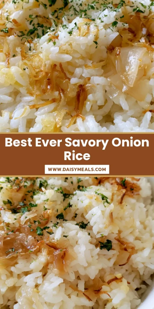 A top-down view of Golden Onion Butter Jasmine Rice in a white bowl showing toasted vermicelli and green parsley garnish.