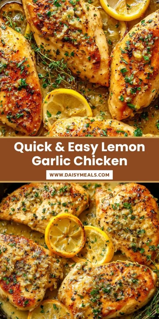 Overhead view of Lemon Garlic Chicken in a cast iron skillet with golden-brown sear and glossy sauce.